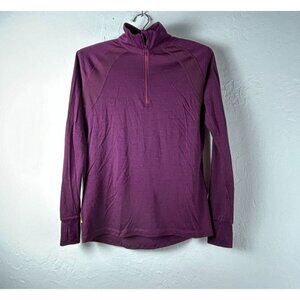 Findra Womens Merino Blend 1/4 Zip Mock Neck Top XS Purple Outdoor Adventure